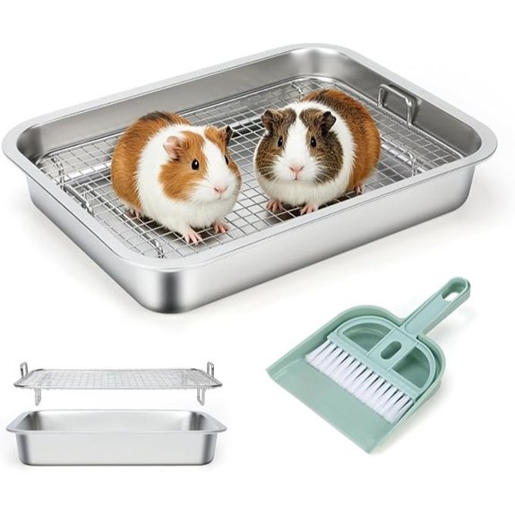 FHTONGE Stainless Steel Guinea Pig Litter Box Removable Sifting Large Grid