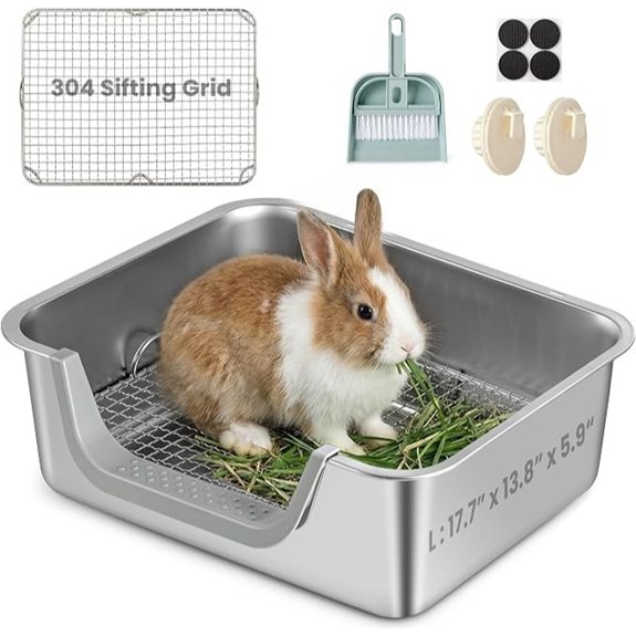 Rabbit Litter Box with Stainless Steel Sifting Grid