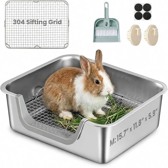 Rabbit Litter Box with Stainless Steel Sifting Grid