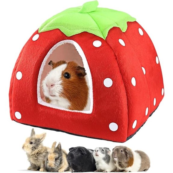 Mygeromon Guinea Pig Bed Rabbit Hideout Cuddle Cup (Strawberry Style)