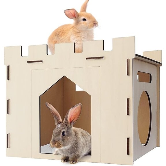 HIIMALEX Large Sturdy Bunny House with Balcony