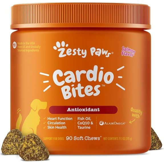 Zesty Paws Dog Heart Supplement - Taurine for Dogs Salmon 90 Ct