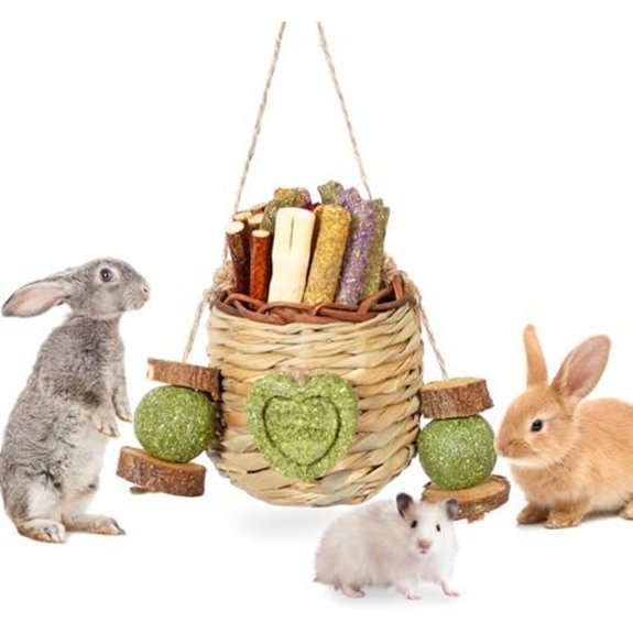 Rabbit Hanging Chew Toys with Timothy Hay and Bamboo