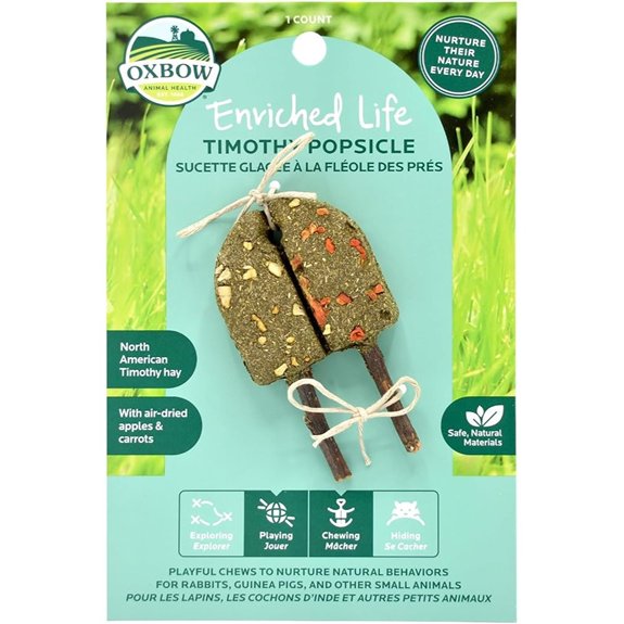 Oxbow Timothy Hay Popsicle Rabbit Toy & Guinea Pig Chew Toy Apple Carrot