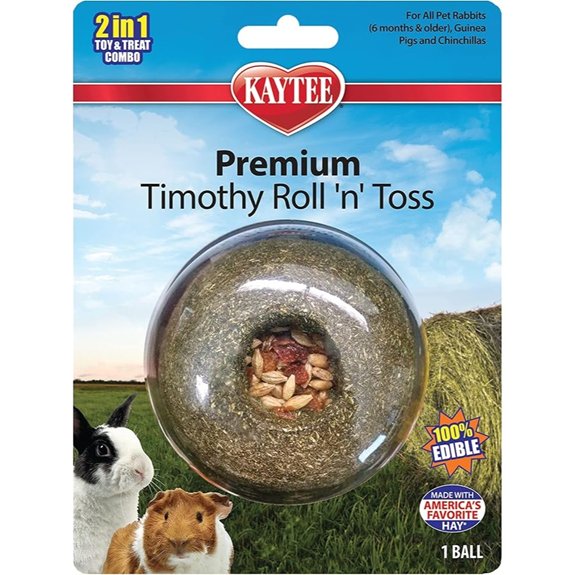 Kaytee Timothy Roll 'n' Toss Toy and Treat for Rabbits Guinea Pigs