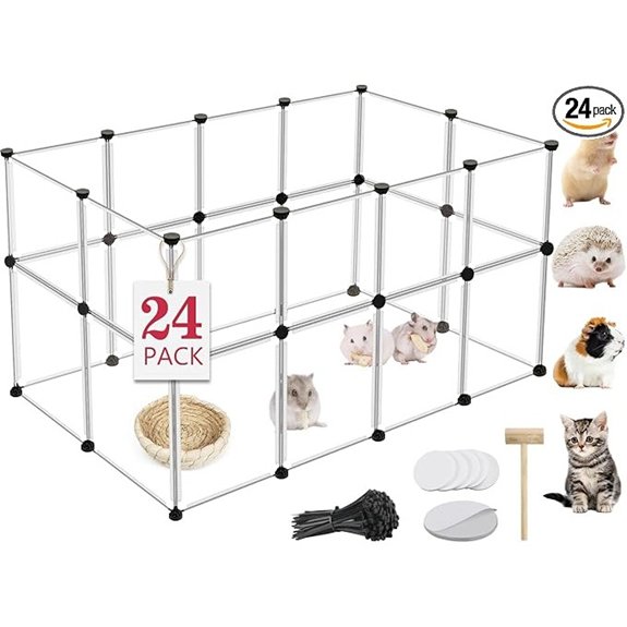 24 Panels Small Animals Playpen,48x24x28 Transparent Pet Playpen
