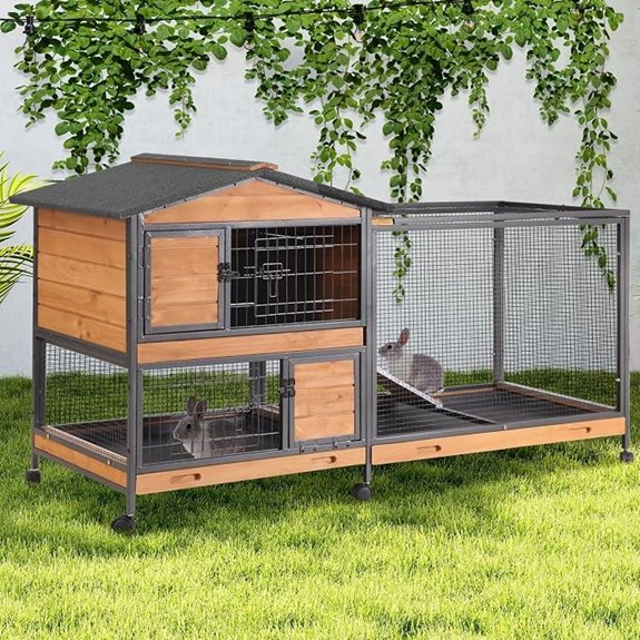 GUTINNEEN 2-Story Rabbit Hutch with Metal Frame for Small Pets