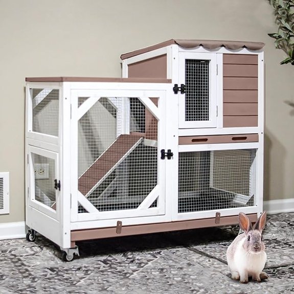 Gutinneen 2-Story Rabbit Hutch with Wheels