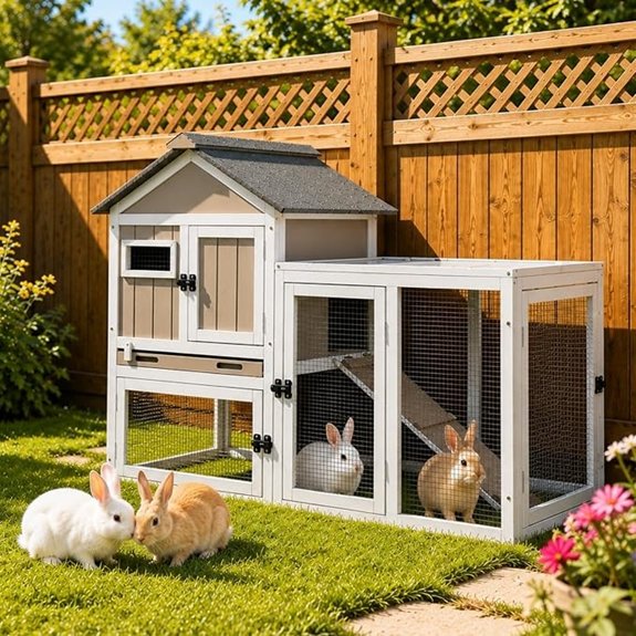 Gowoodhut Outdoor Rabbit Hutch 2 Story Bunny Hutch with Run and Tray