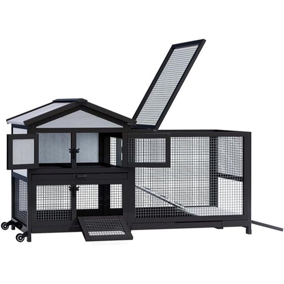 Rabbit Hutch 58 Indoor Outdoor 2-Story Cage with Wheels
