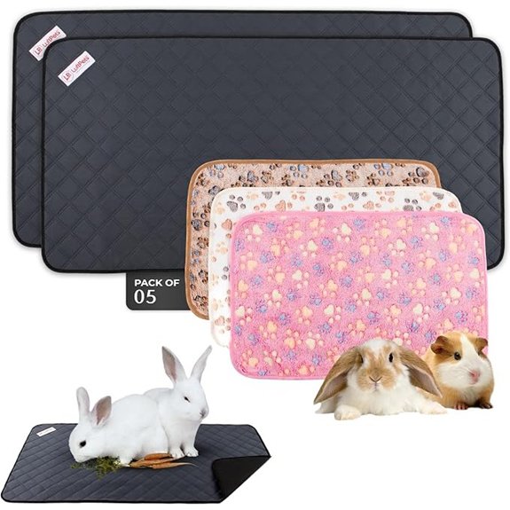 Guinea Pig Cage Liners 5 Pcs Washable Midwest Pads & Fleece Mats