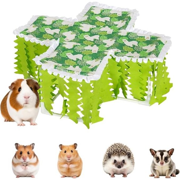 Guinea Pig Hideout Tunnel Washable Foldable Bunny Hideout,Green