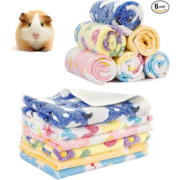 6PCS Guinea Pig Fleece Blankets Washable Cage Liners
