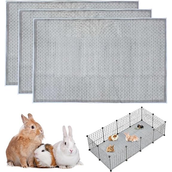 3 Pcs Washable Rabbit Cage Liners Soft Non-Slip
