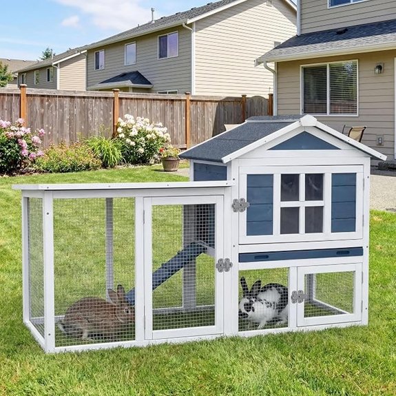 RUNSHED Wooden Rabbit Hutch Waterproof Roof & Pull‑Out Cleaning Tray