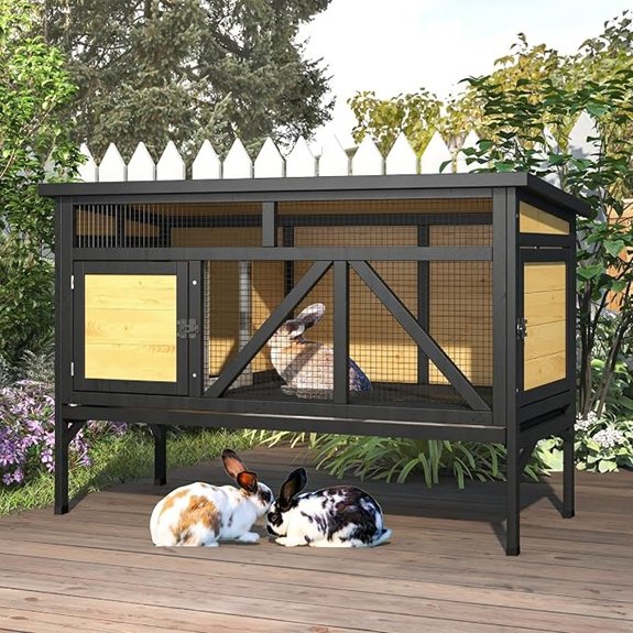 TIMHAKA Elevated Rabbit Cage with Waterproof Roof