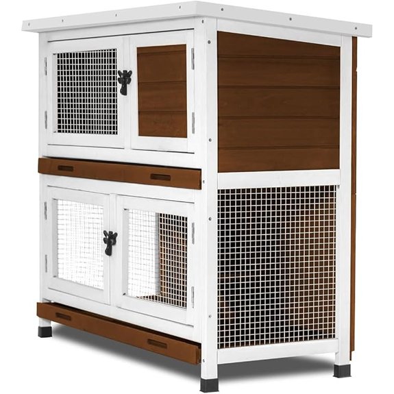 2-Story Solid Wood Rabbit Hutch with Waterproof Roof