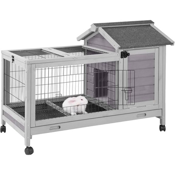 Wooden Rabbit Hutch Indoor and Outdoor with Wheels