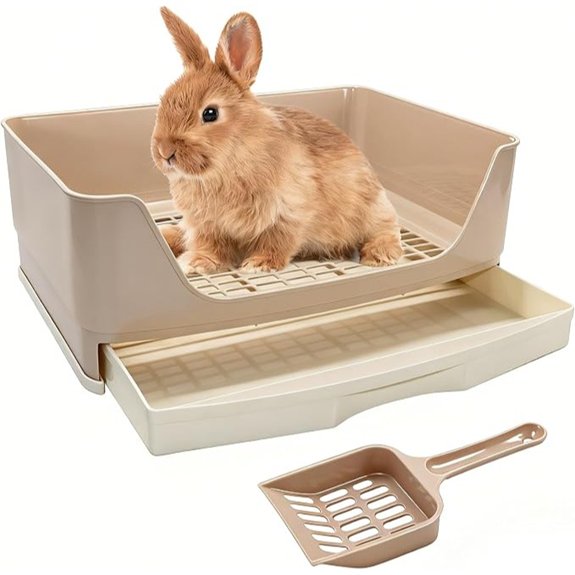BWOGUE Large Rabbit Litter Box Bunny Litter Box with Drawer White
