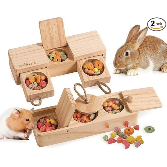 SoulThink Interactive Wooden Pet Rabbit Chew Toys (2 Sets)