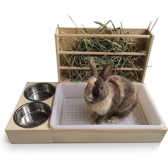 XL Wooden Rabbit Feeding Station and Litter Pan Combo