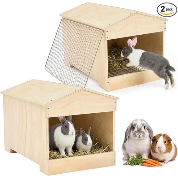 2 Pcs Wooden Rabbit Nesting Box 16 x 11 x 11in Hideout for Hutches and Pens